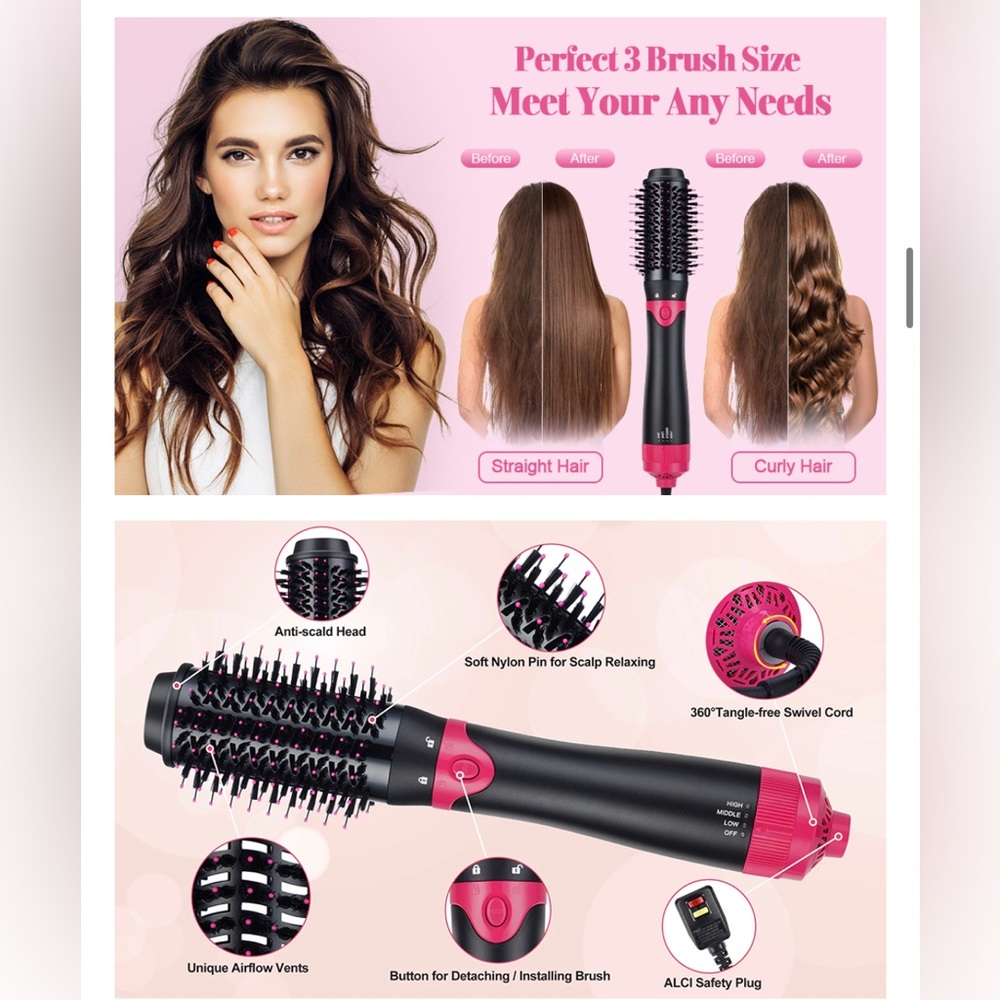 NIB Interchangeable Hair Dryer Brush - Picture 3 of 8